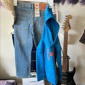 Levi's Denim $30 with Bright Blue Under Armor Hoodie size 4 $15